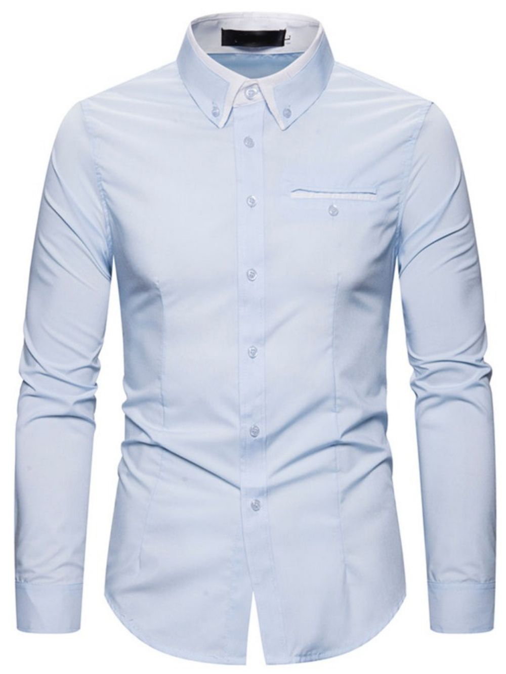 Camisa Masculina Slim De Lapela Color Block Trespassado Simples