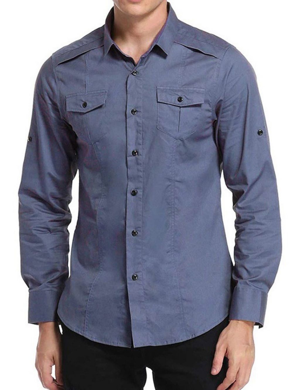 Camisa Masculina Slim De Lapela Com Botão Ol