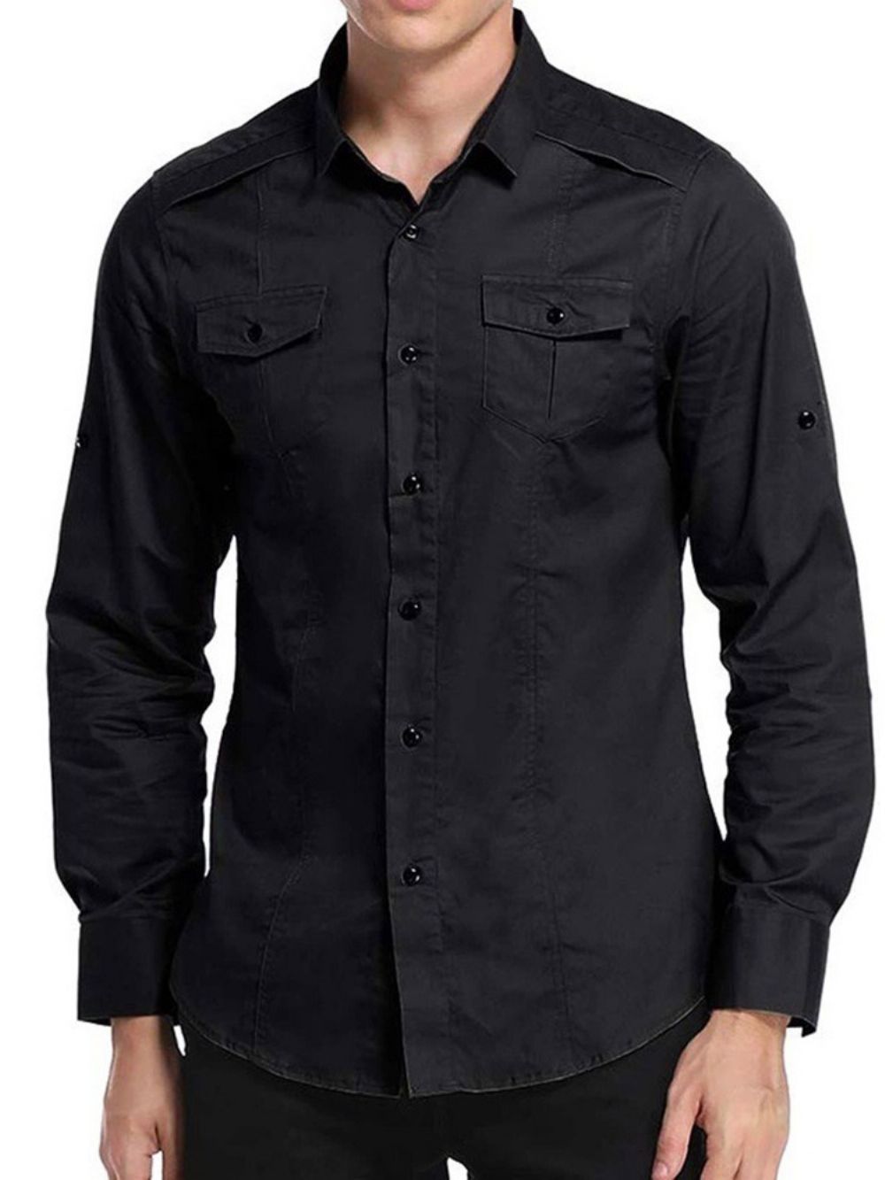 Camisa Masculina Slim De Lapela Com Botão Ol