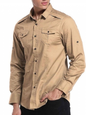 Camisa Masculina Slim De Lapela Com Botão Ol