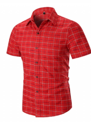 Camisa Masculina Slim Xadrez Casual Estampada Xadrez