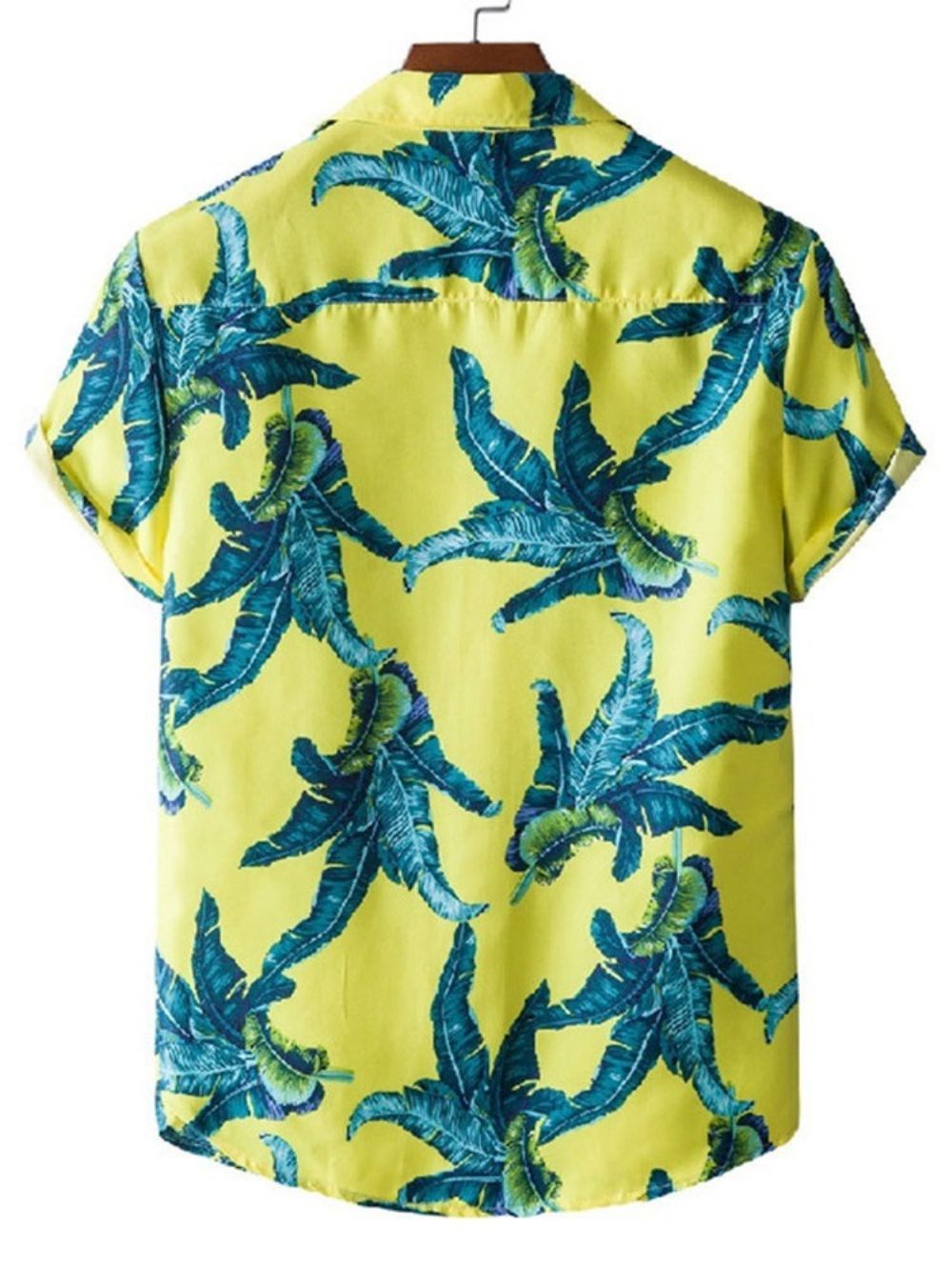 Camisa Masculina De Verão Com Estampa Floral Lapela Trespassada