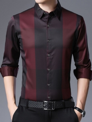 Camisa Masculina Xadrez Xadrez Casual Estampada