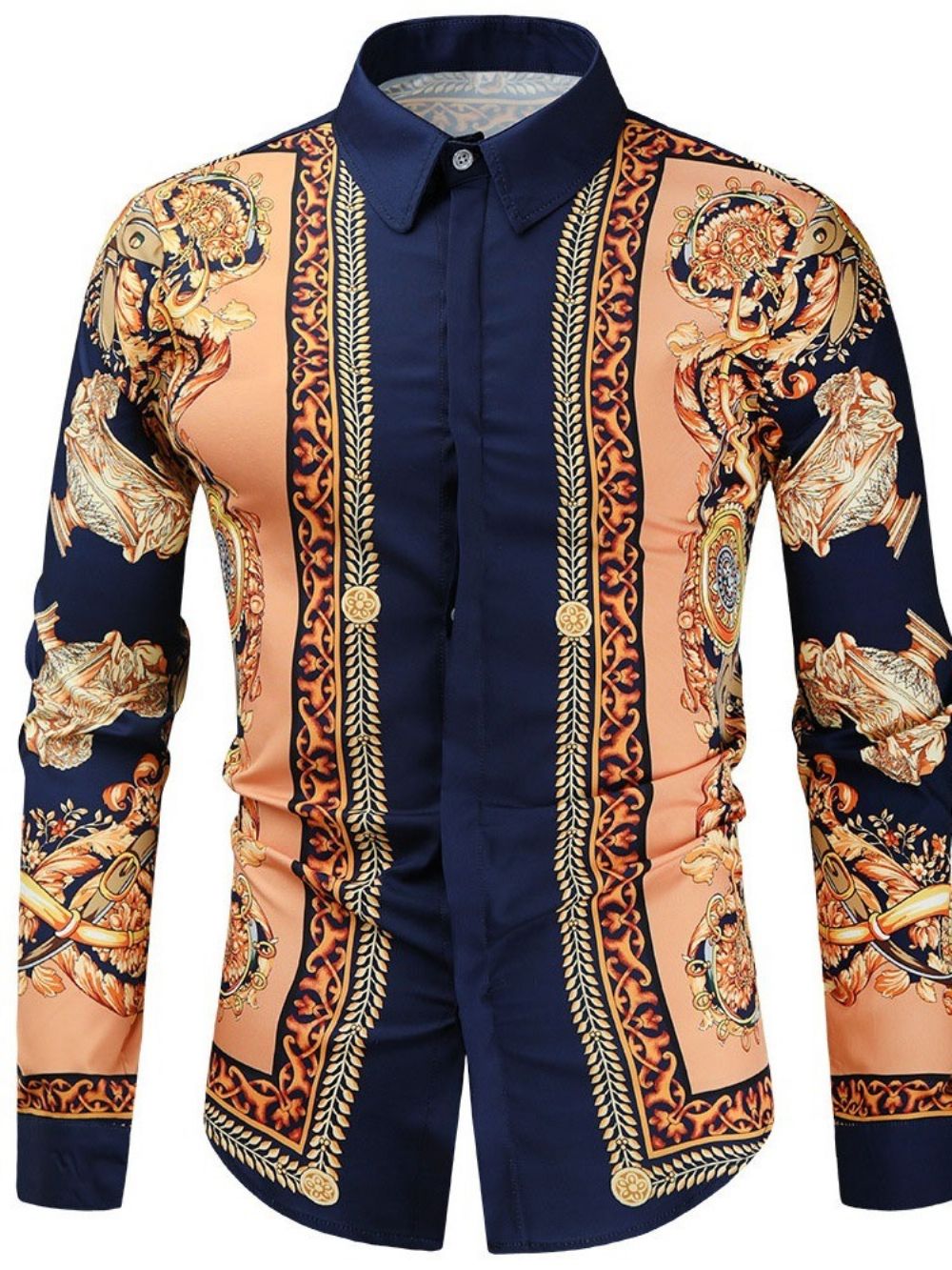 Camisa De Outono Com Estampa Floral Dashiki Africano Com Lapela E Trespassado