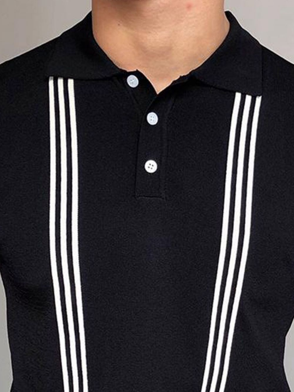 Camisa Pólo Casual Listrada Com Lapela