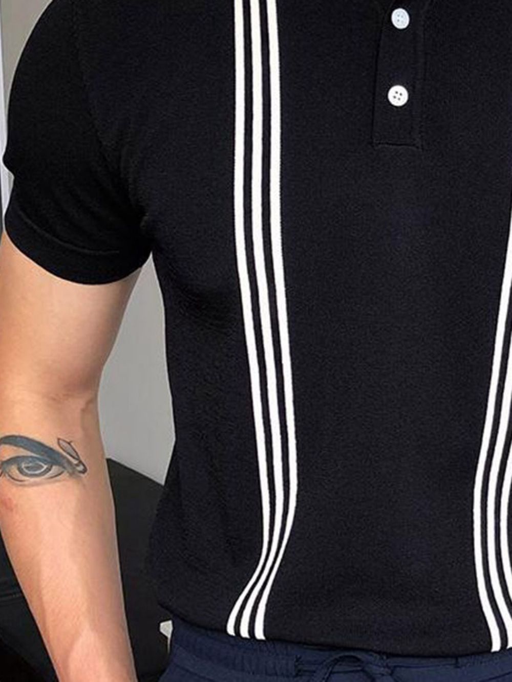 Camisa Pólo Casual Listrada Com Lapela