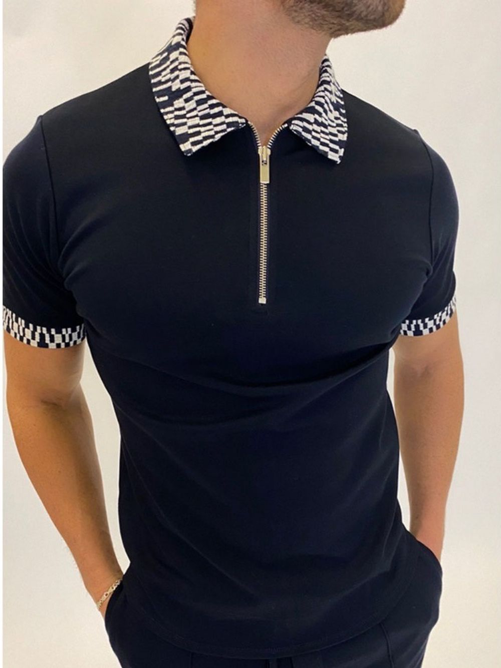 Camisa Polo Masculina Patchwork Pólo Color Block Color Block