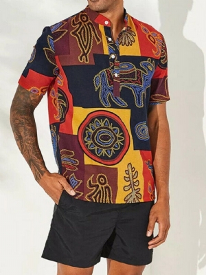 Camisa Reta De Verão Com Estampa Casual