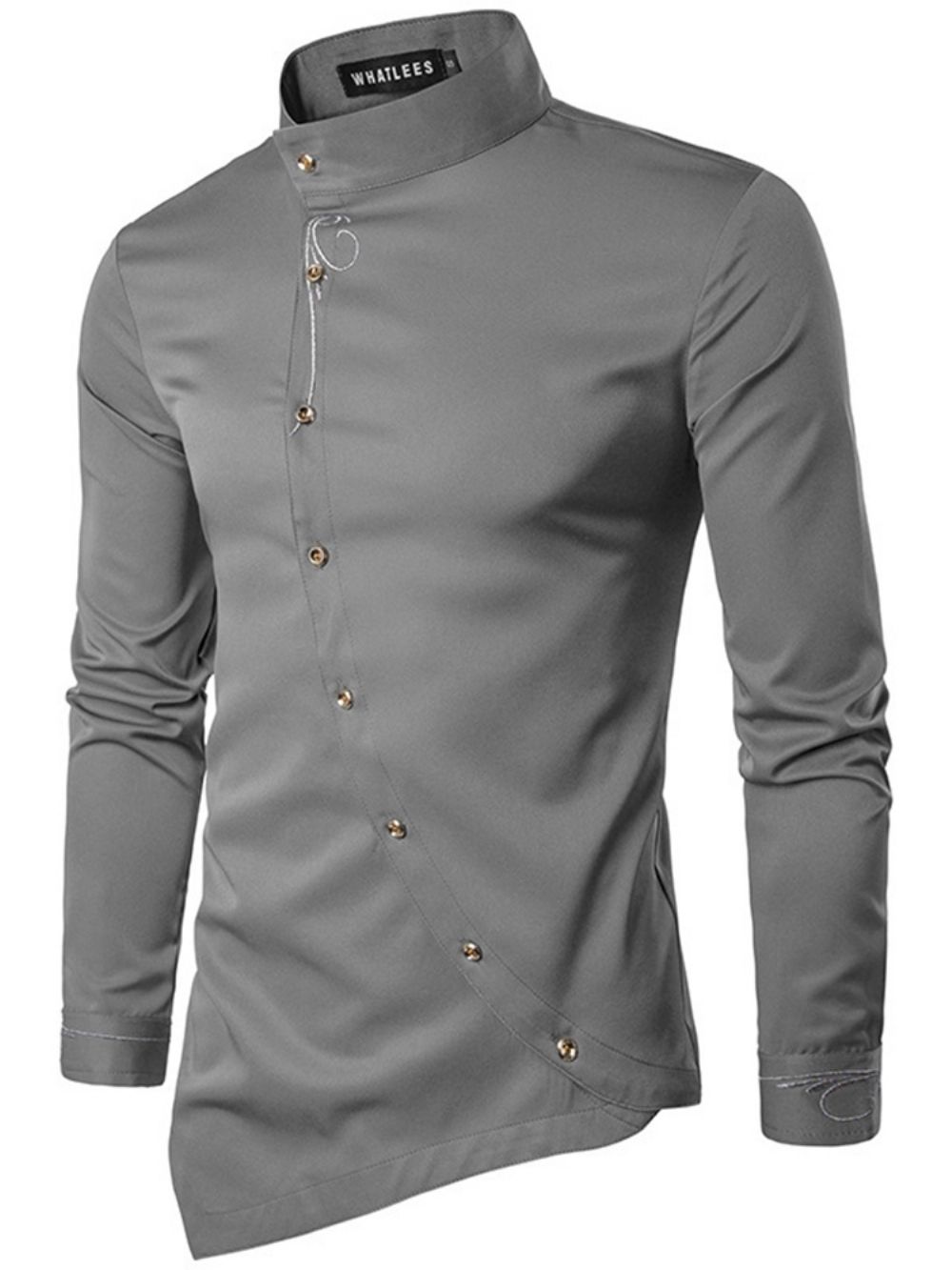 Camisa Slim De Botão Simples Moda De Abotoamento Único