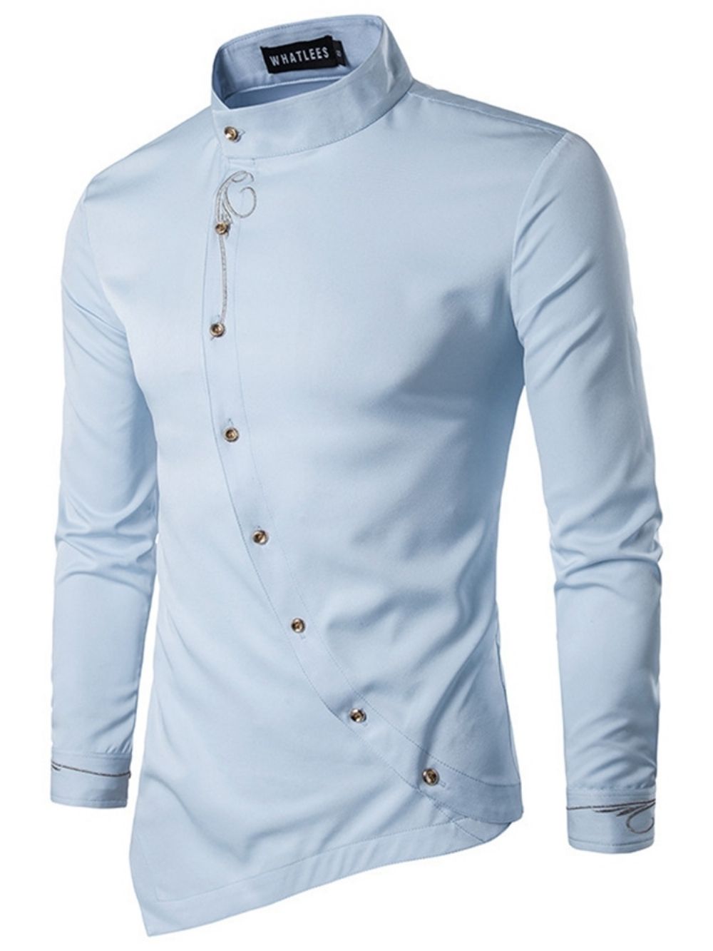 Camisa Slim De Botão Simples Moda De Abotoamento Único