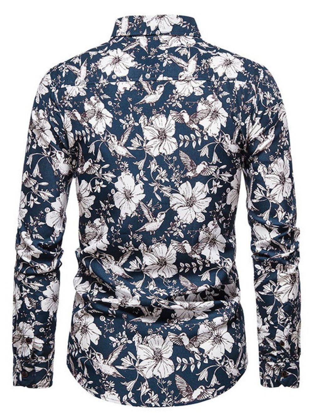 Camisa Slim Com Estampa De Lapela Floral E Trespassado Simples