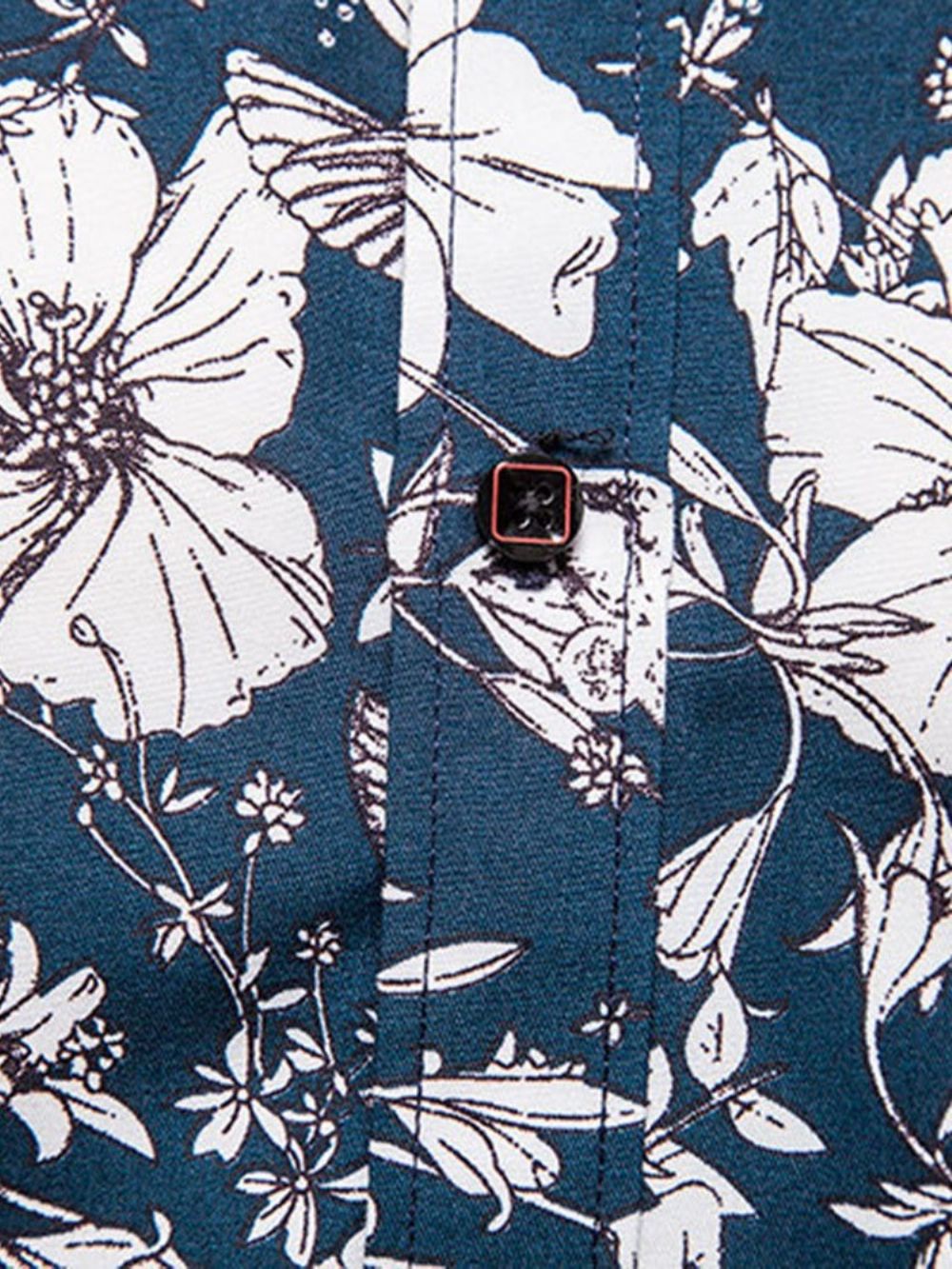 Camisa Slim Com Estampa De Lapela Floral E Trespassado Simples