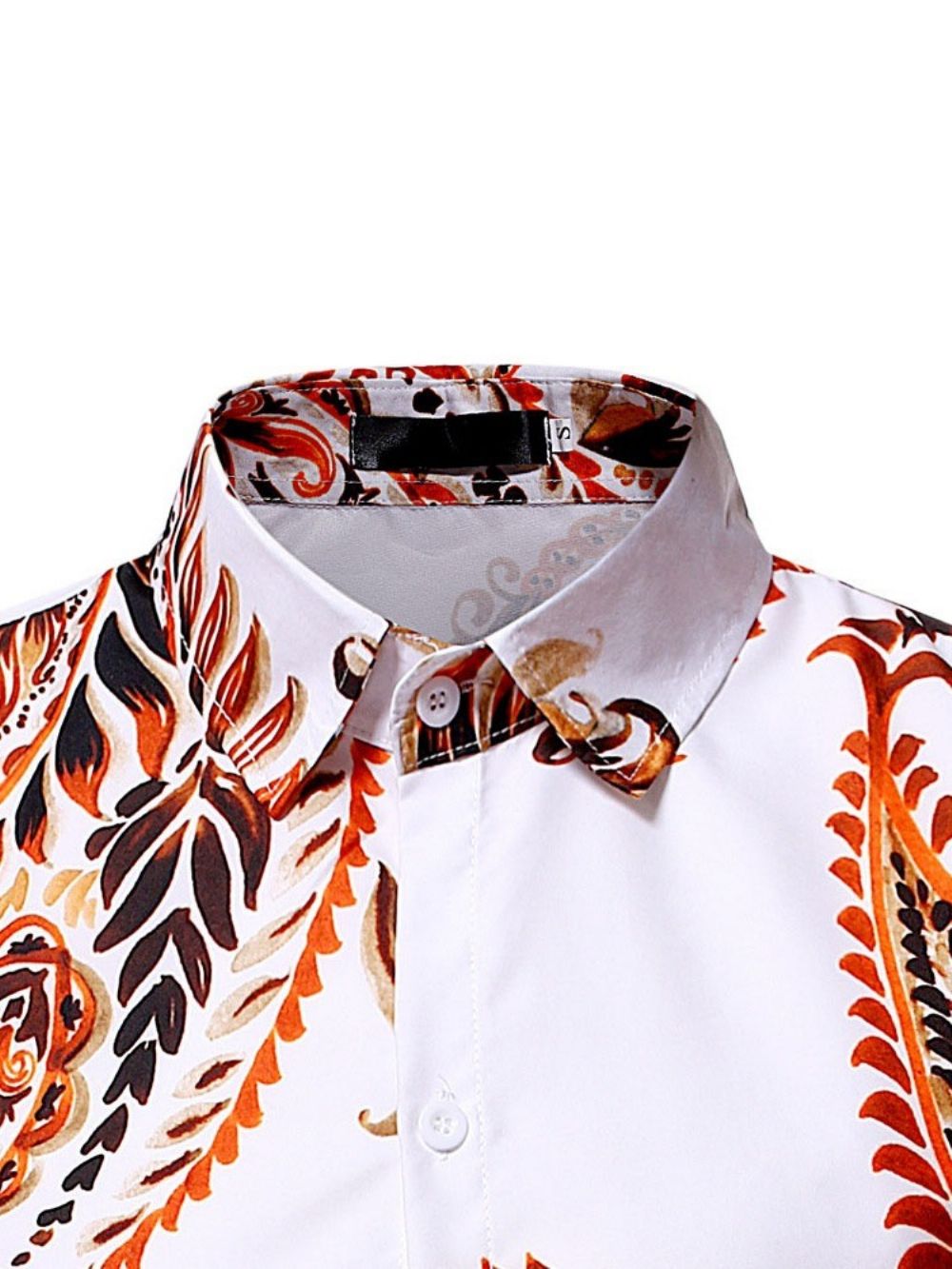 Camisa Slim Com Estampa De Lapela Floral Outono