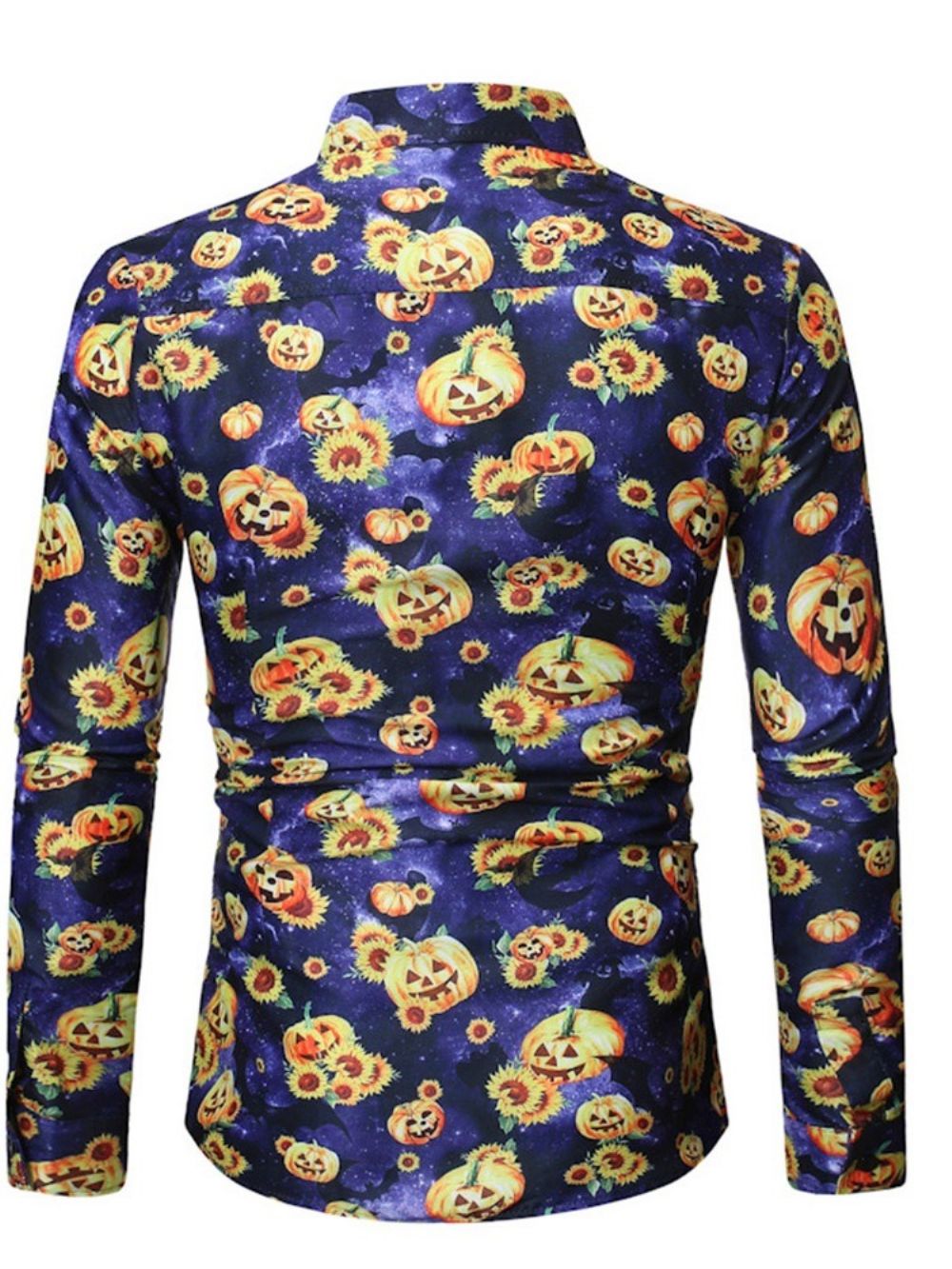 Camisa Slim Floral Casual Com Lapela Masculina Para Halloween