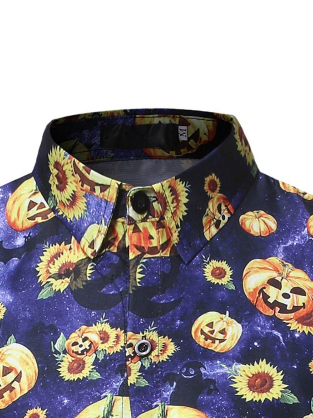 Camisa Slim Floral Casual Com Lapela Masculina Para Halloween