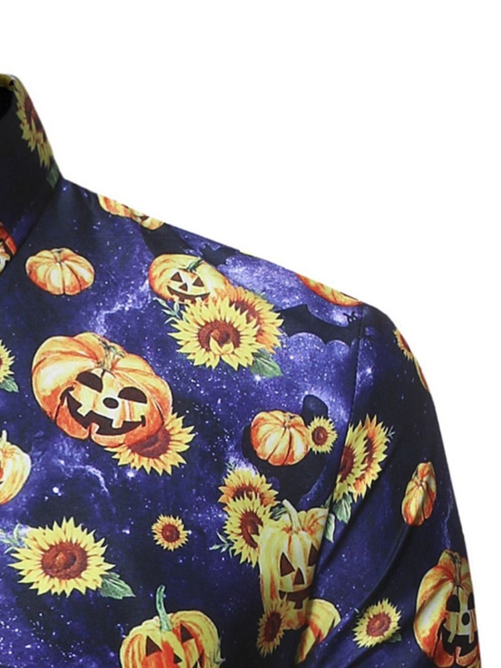 Camisa Slim Floral Casual Com Lapela Masculina Para Halloween