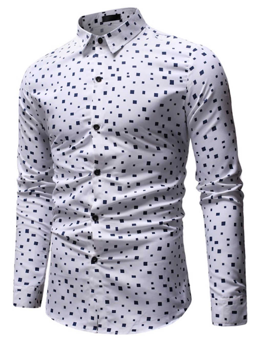 Camisa Slim De Primavera Com Estampa Geométrica De Lapela