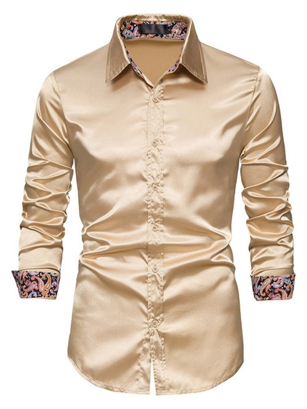 Camisa Slim De Primavera Lisa Com Botão E Lapela