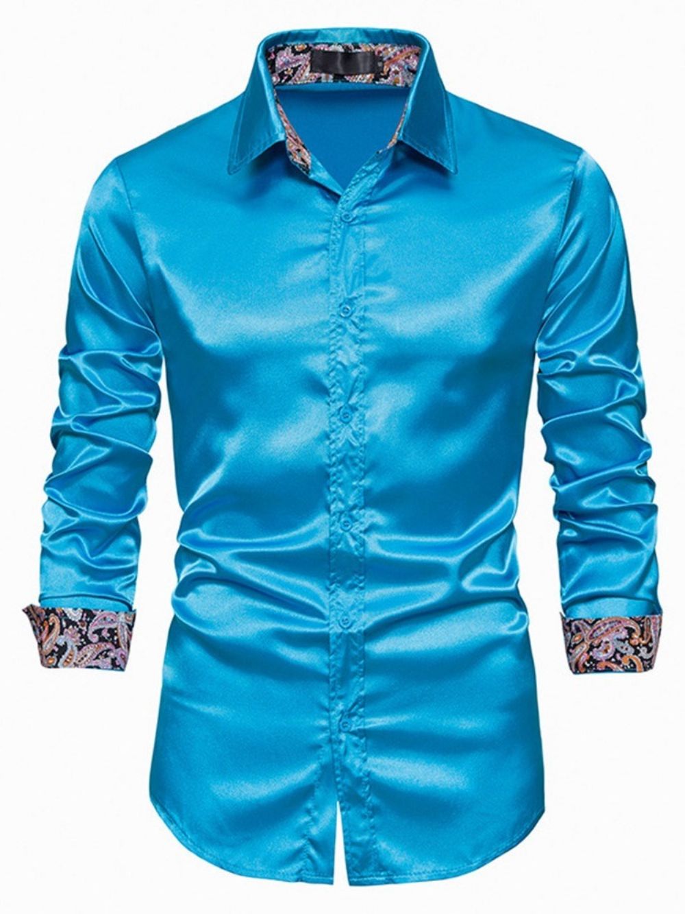 Camisa Slim De Primavera Lisa Com Botão E Lapela