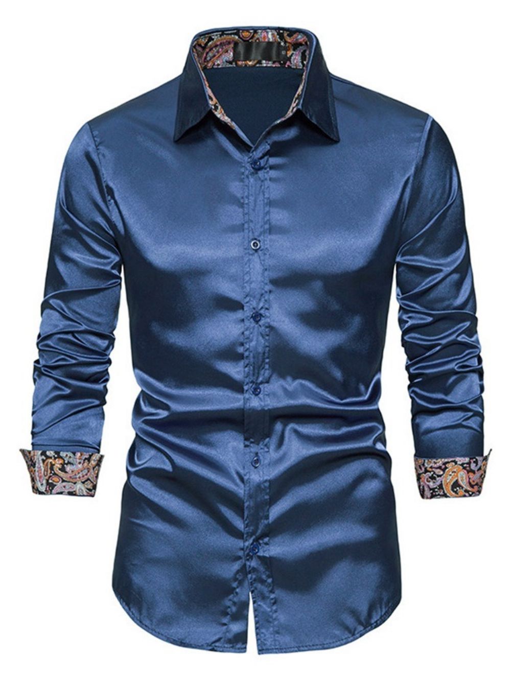 Camisa Slim De Primavera Lisa Com Botão E Lapela