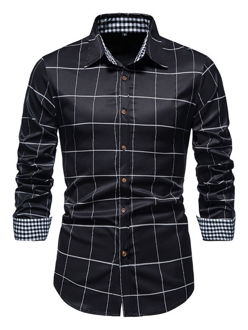 Camisa Xadrez Casual Estampada Com Abotoamento Simples