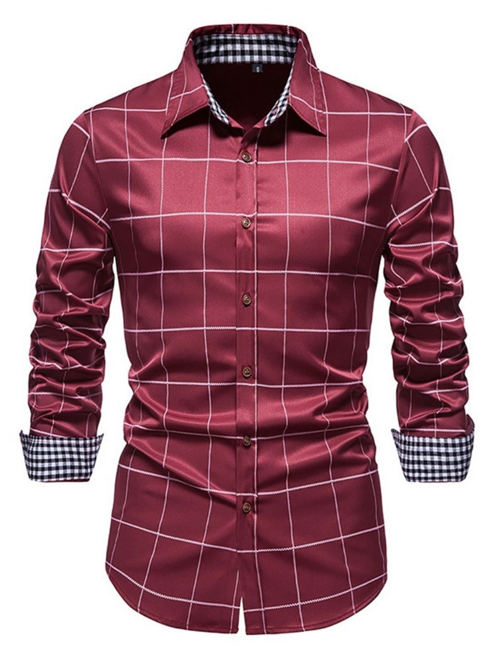 Camisa Xadrez Casual Estampada Com Abotoamento Simples