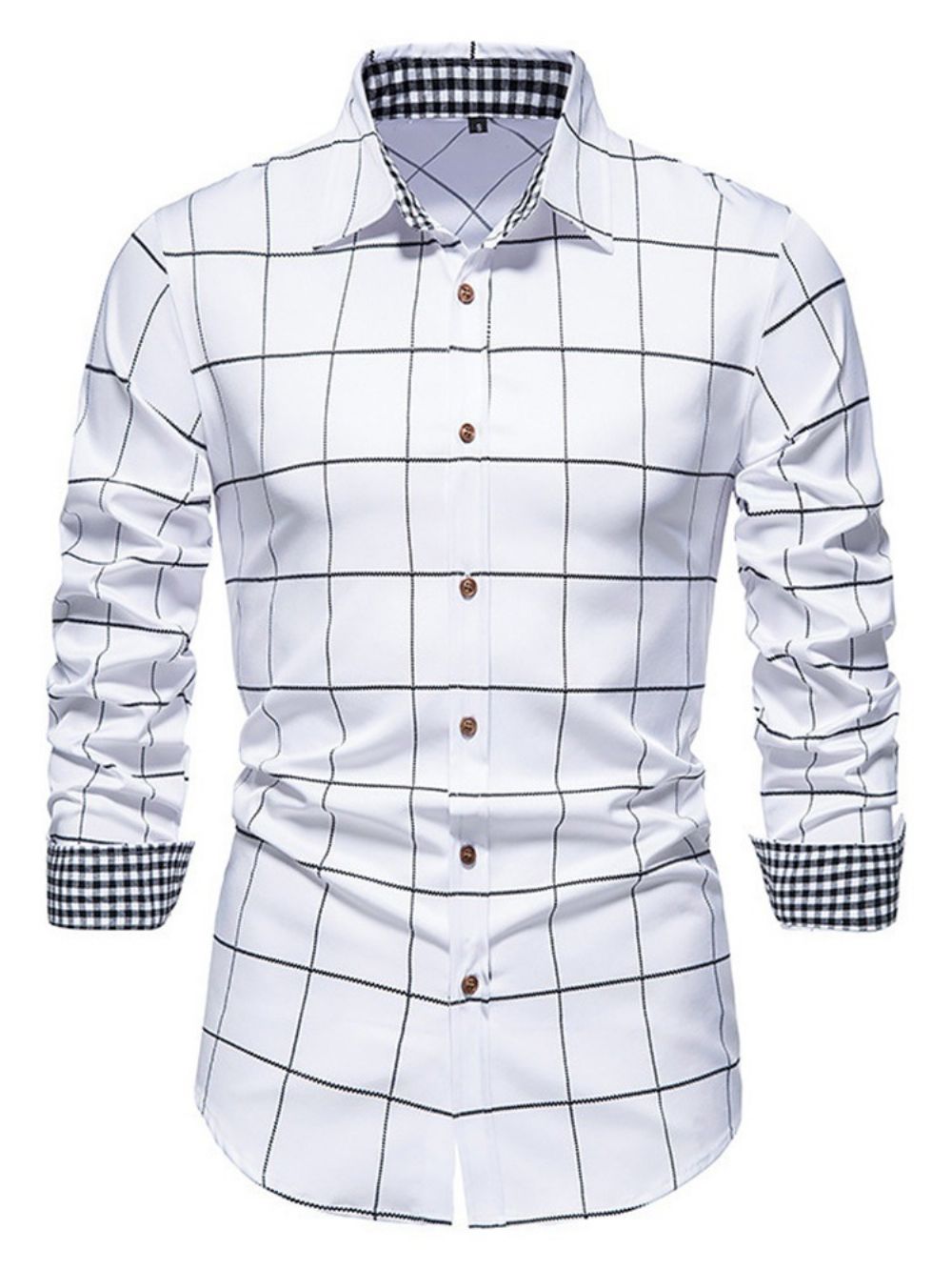 Camisa Xadrez Casual Estampada Com Abotoamento Simples