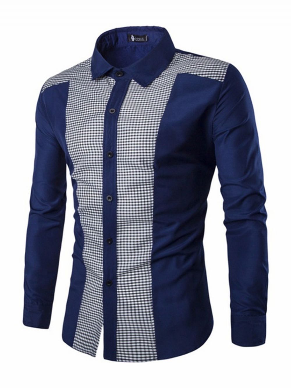 Camisa Xadrez Casual Patchwork De Primavera