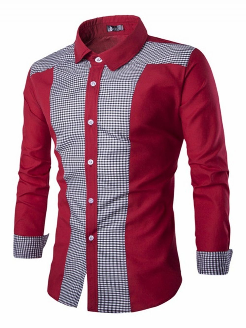 Camisa Xadrez Casual Patchwork De Primavera