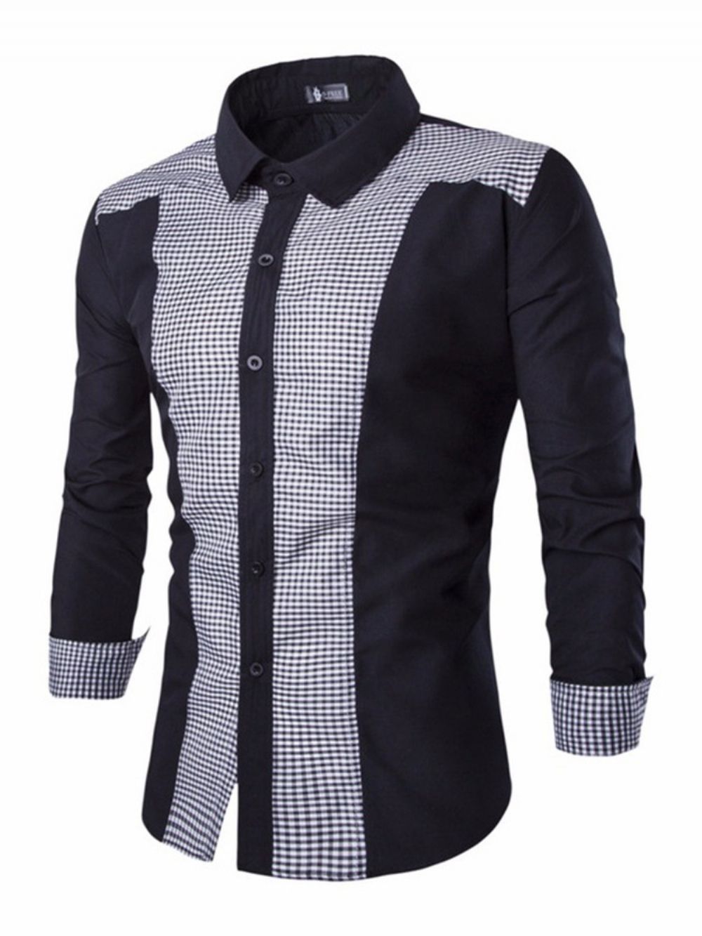 Camisa Xadrez Casual Patchwork De Primavera