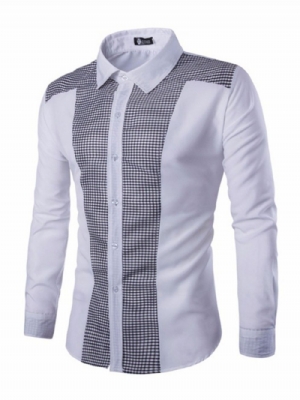 Camisa Xadrez Casual Patchwork De Primavera