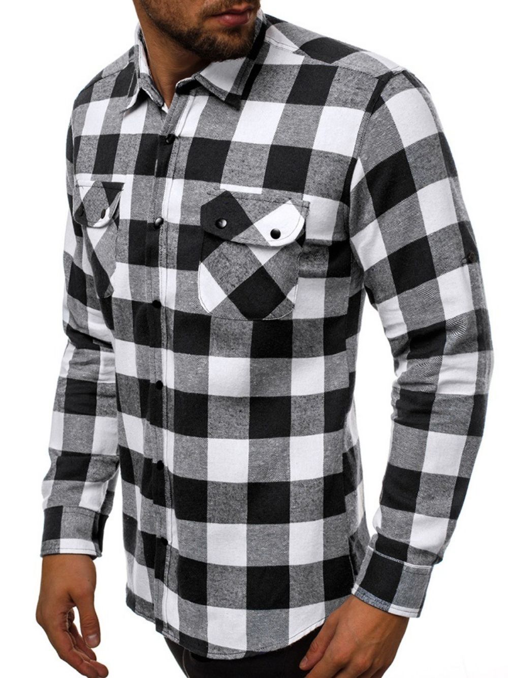 Camisa Xadrez Xadrez Com Bolso Inglaterra Slim