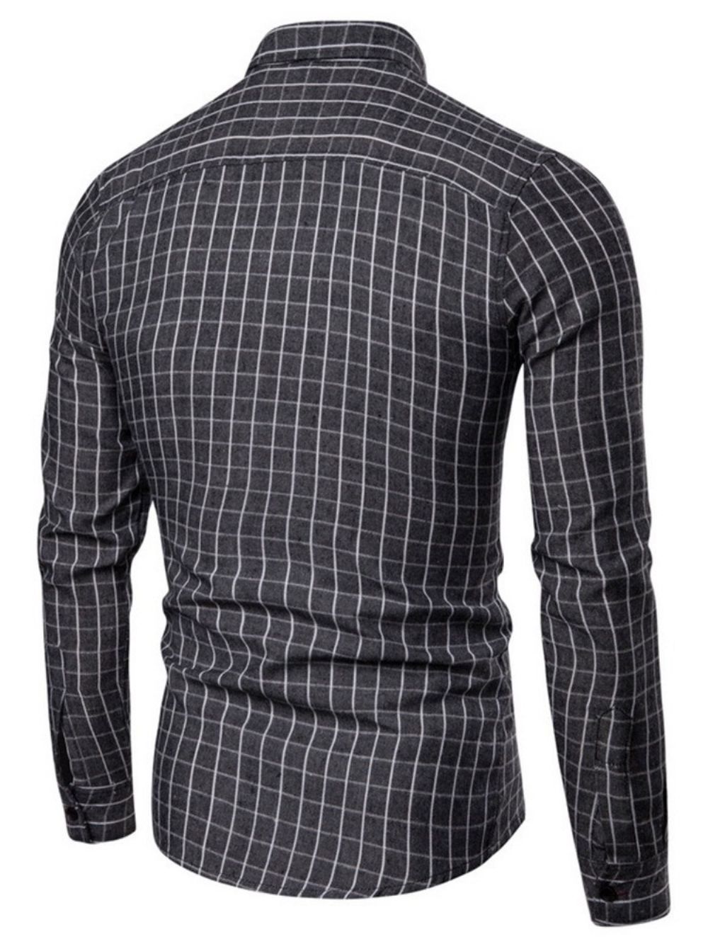 Camisa Xadrez Com Lapela Casual Masculina Sem Abotoamento