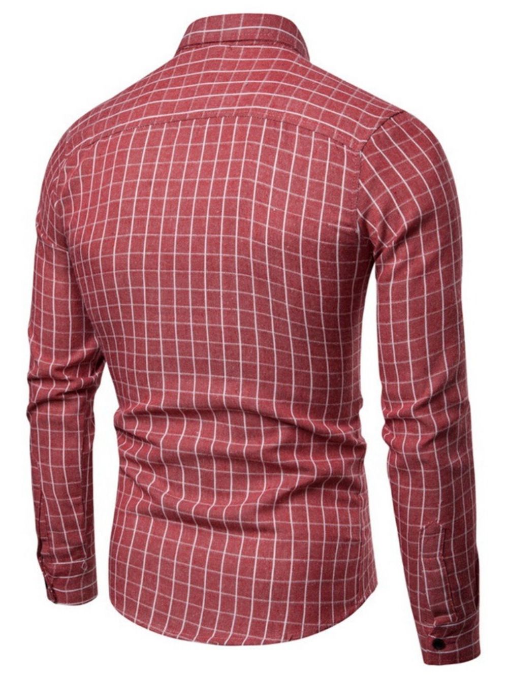 Camisa Xadrez Com Lapela Casual Masculina Sem Abotoamento