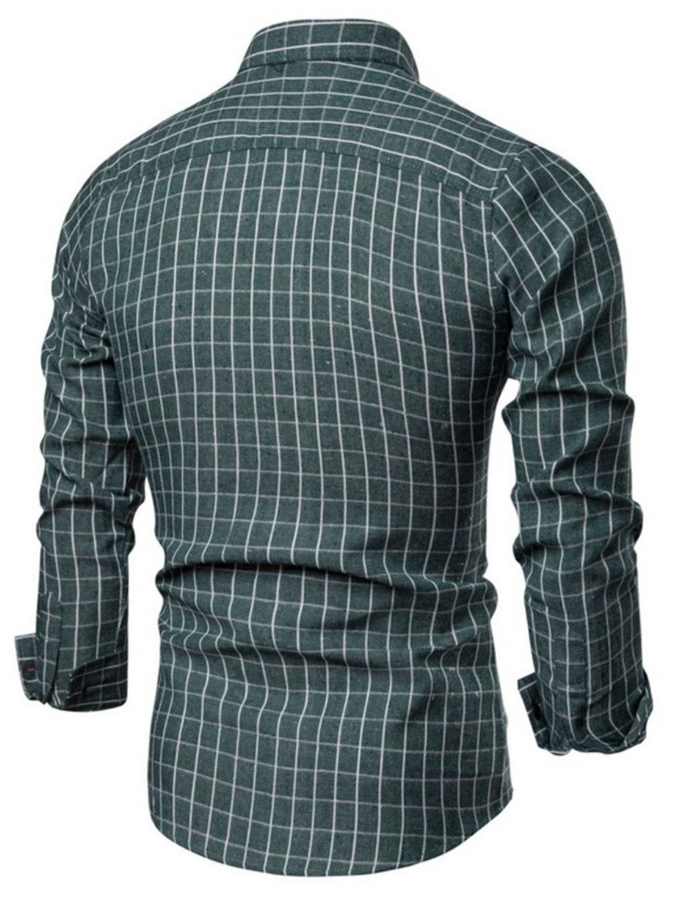 Camisa Xadrez Com Lapela Casual Masculina Sem Abotoamento