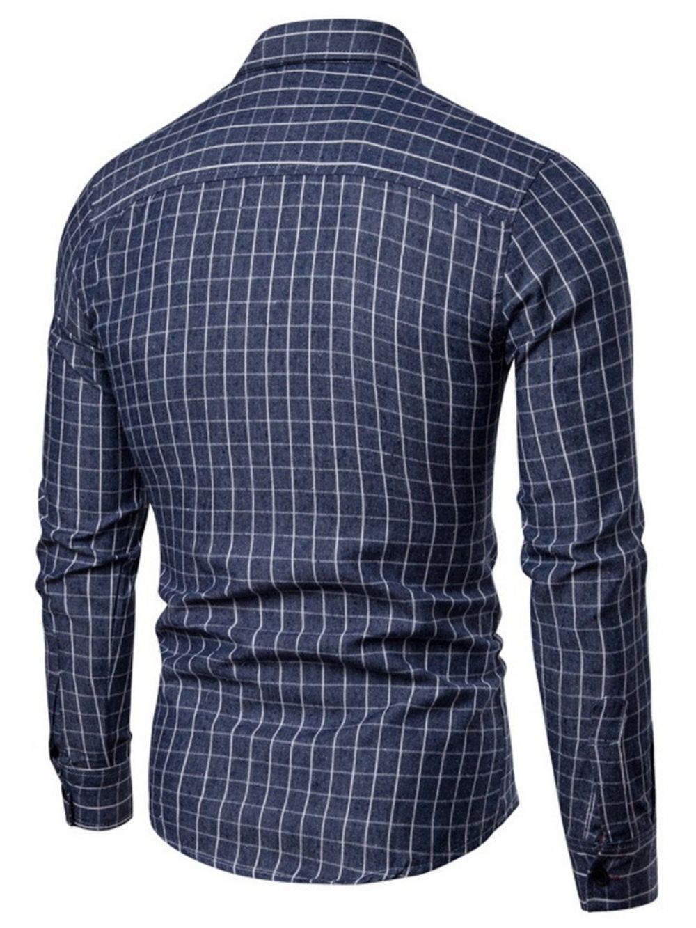 Camisa Xadrez Com Lapela Casual Masculina Sem Abotoamento