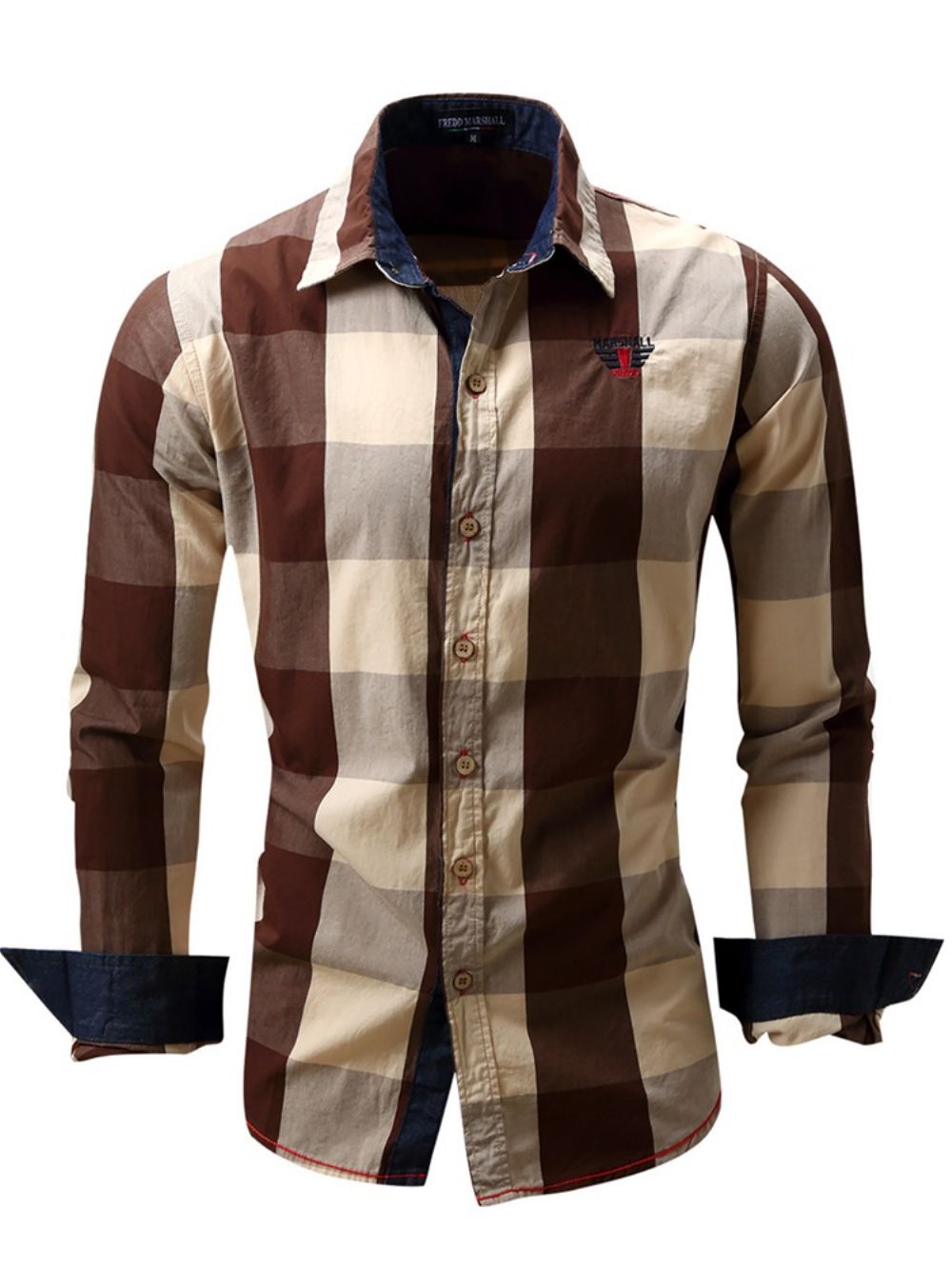 Camisa Xadrez Masculina Casual Color Block