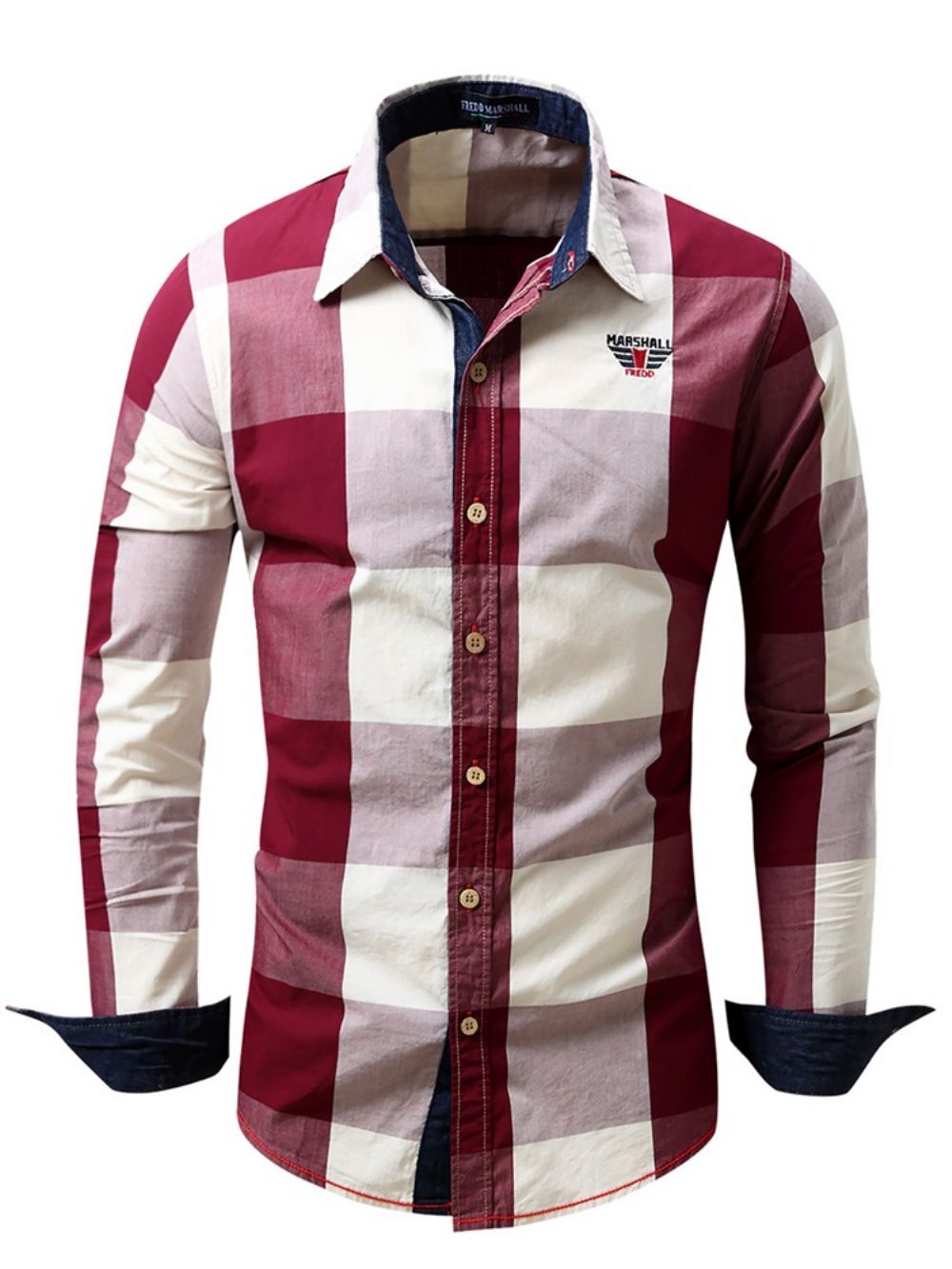 Camisa Xadrez Masculina Casual Color Block