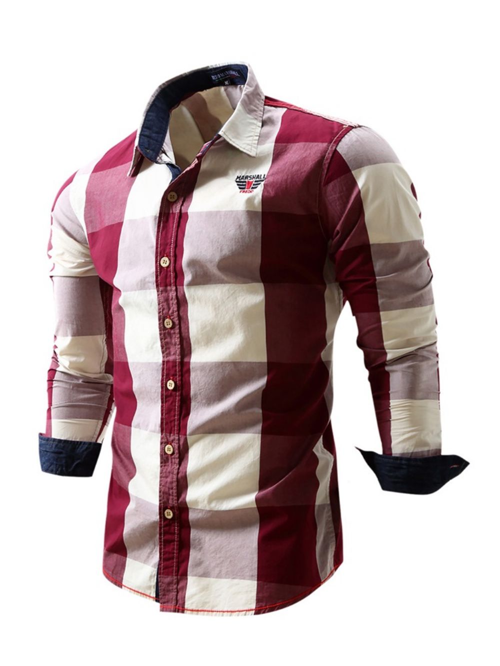 Camisa Xadrez Masculina Casual Color Block