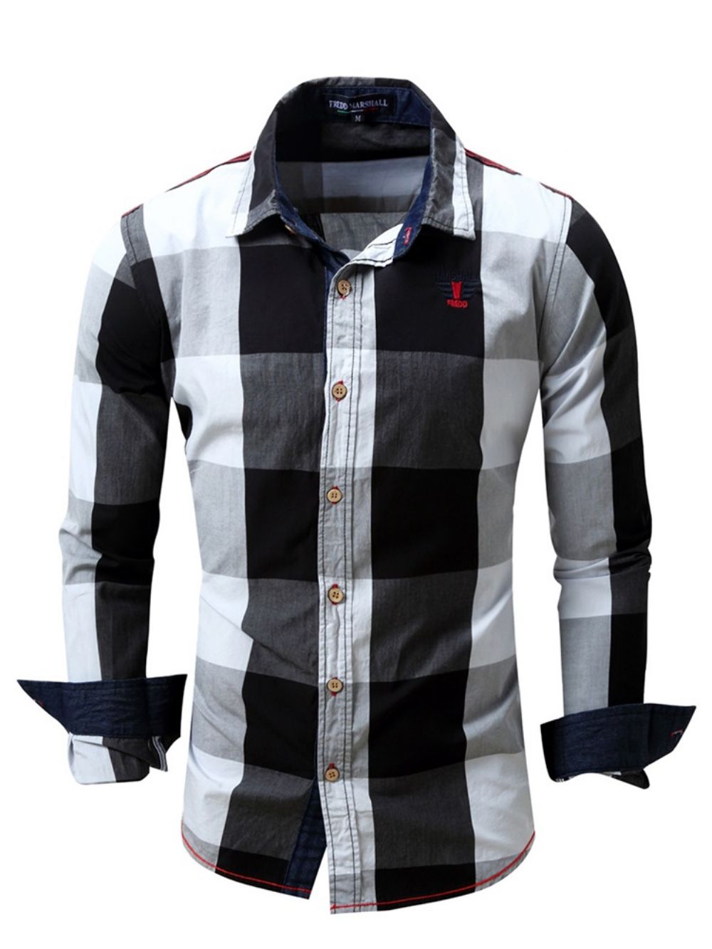 Camisa Xadrez Masculina Casual Color Block