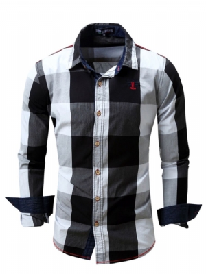 Camisa Xadrez Masculina Casual Color Block