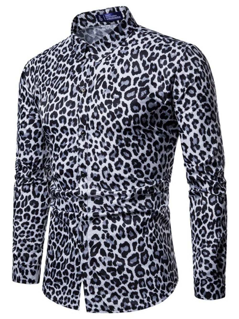 Camisas Casuais Masculinas Slim Com Estampa De Leopardo