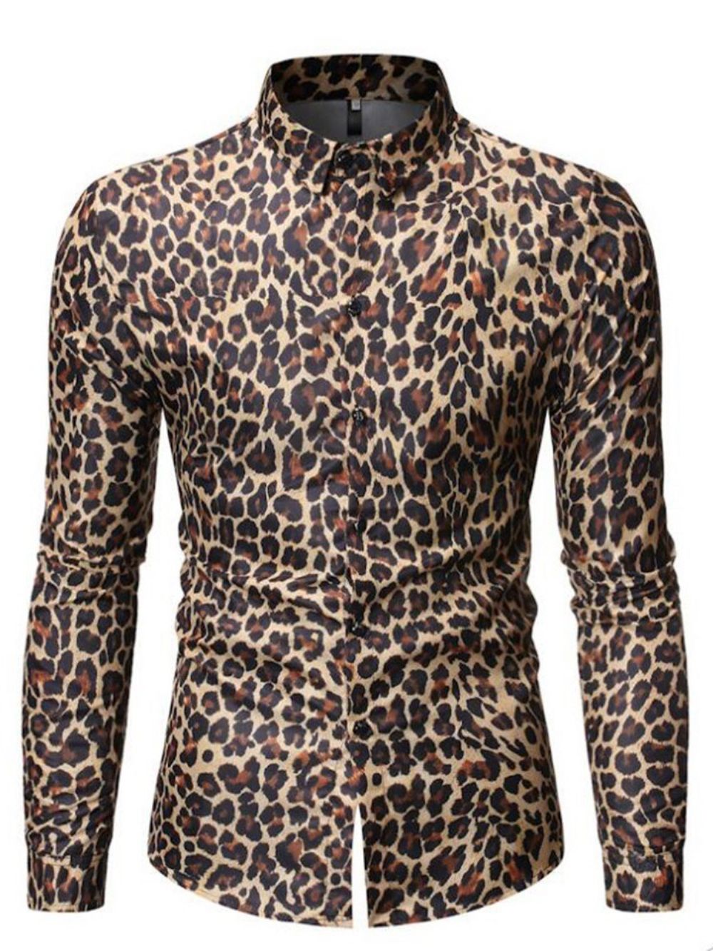 Camisas Casuais Masculinas Slim Com Estampa De Leopardo