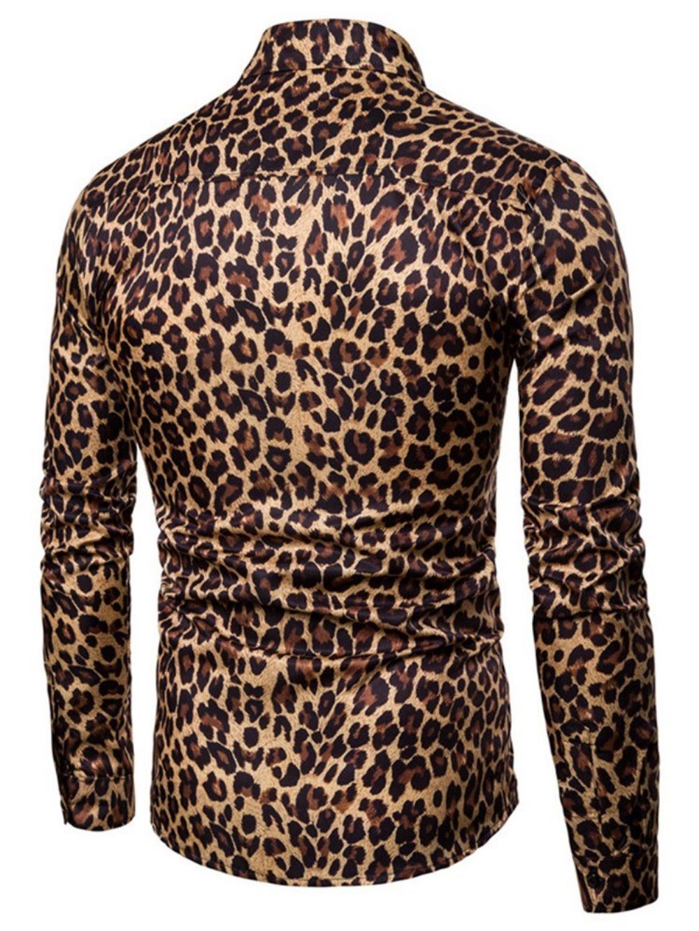 Camisas Casuais Masculinas Slim Com Estampa De Leopardo