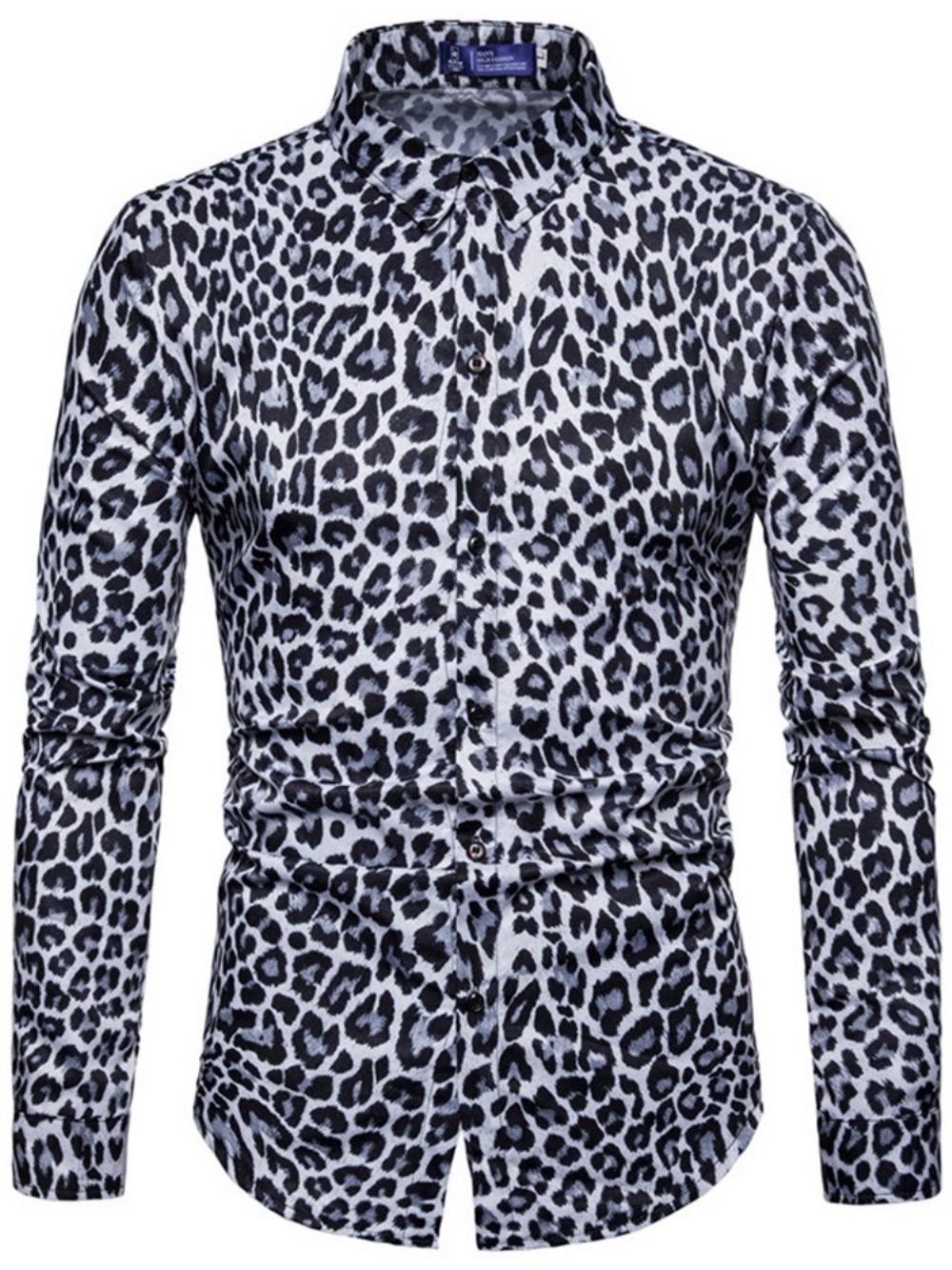 Camisas Casuais Masculinas Slim Com Estampa De Leopardo