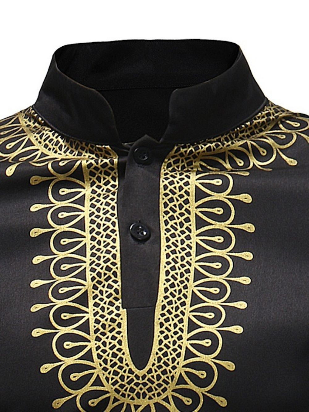 Camisas Masculinas Com Estampa De Dashiki Preto Dourado Moda Africana