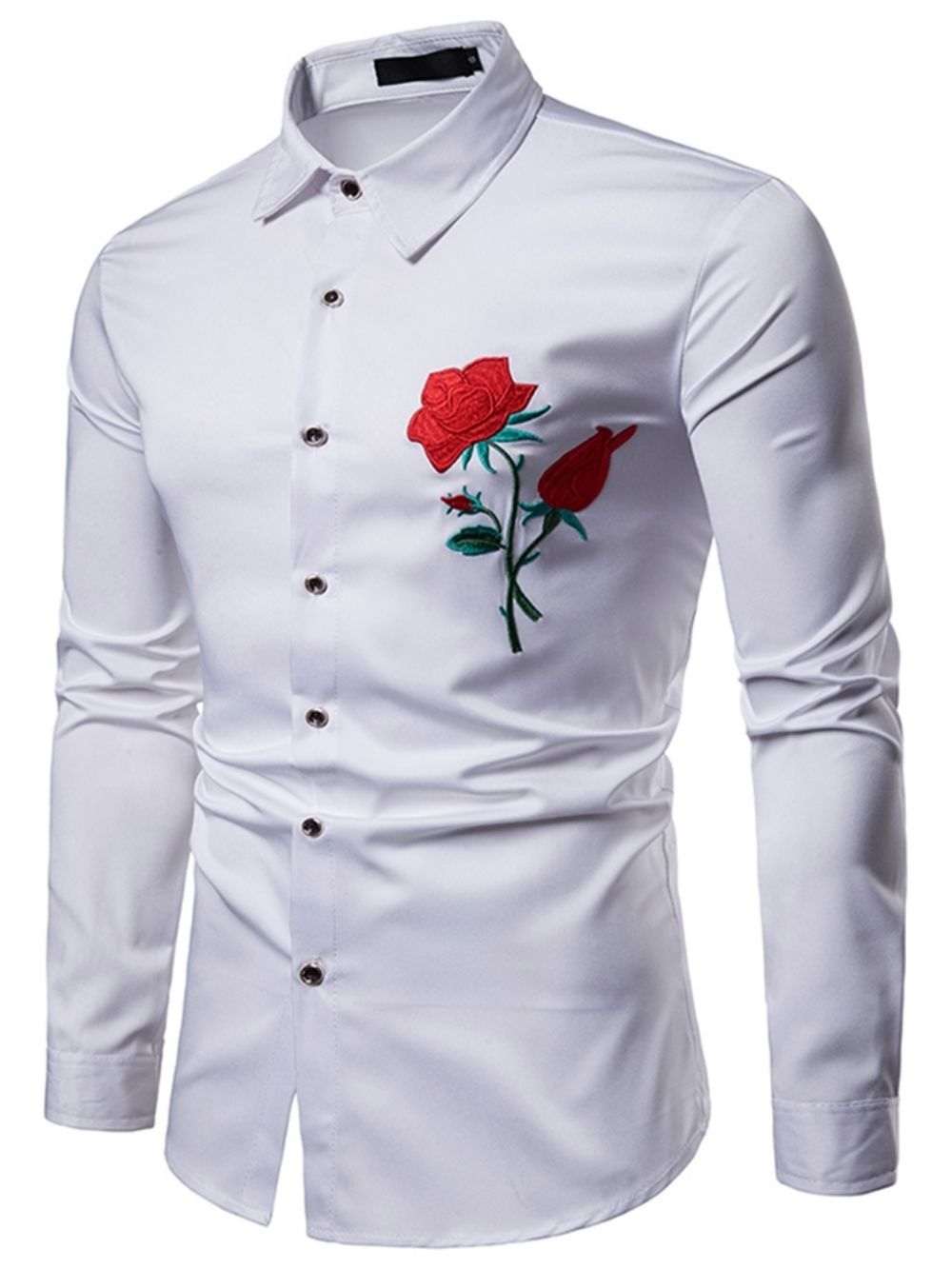 Camisas Sociais Masculinas Casuais Estampadas Florais Com Botões E Lapela