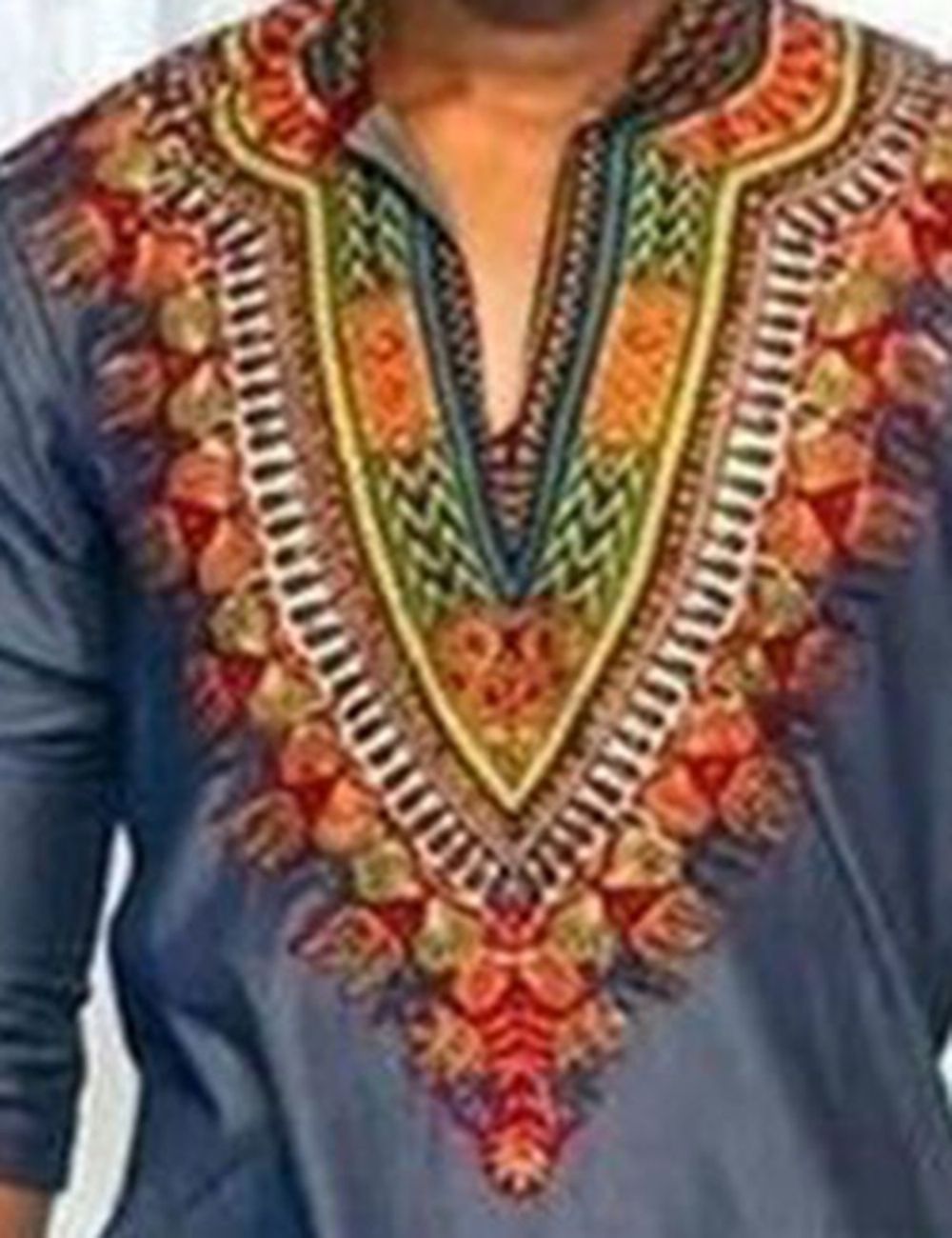 Camiseta Masculina Com Estampa De Dashiki Moda Africana Com Gola V E Gola V