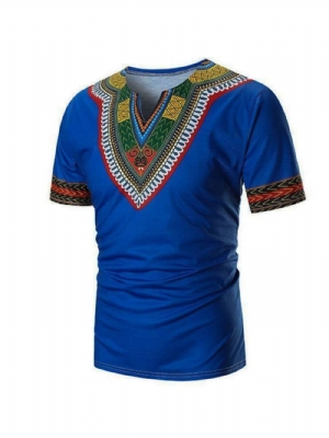 Camiseta Masculina De Manga Curta Africana Fashion Dashiki Étnica