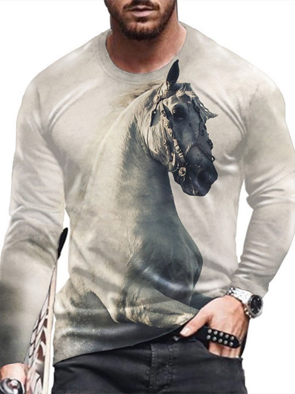 Camiseta Solta Com Estampa Casual Animal